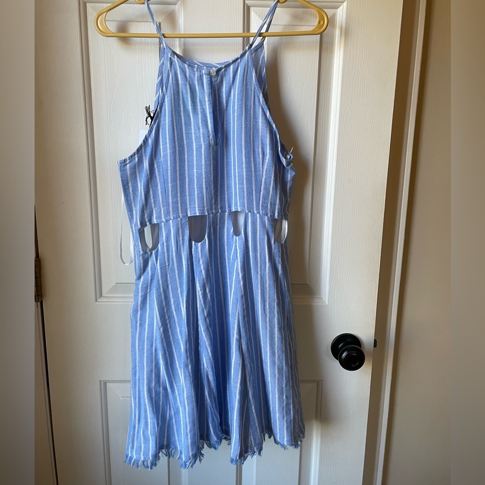 NWT Loveriche Pinstripe Cut Out Dress